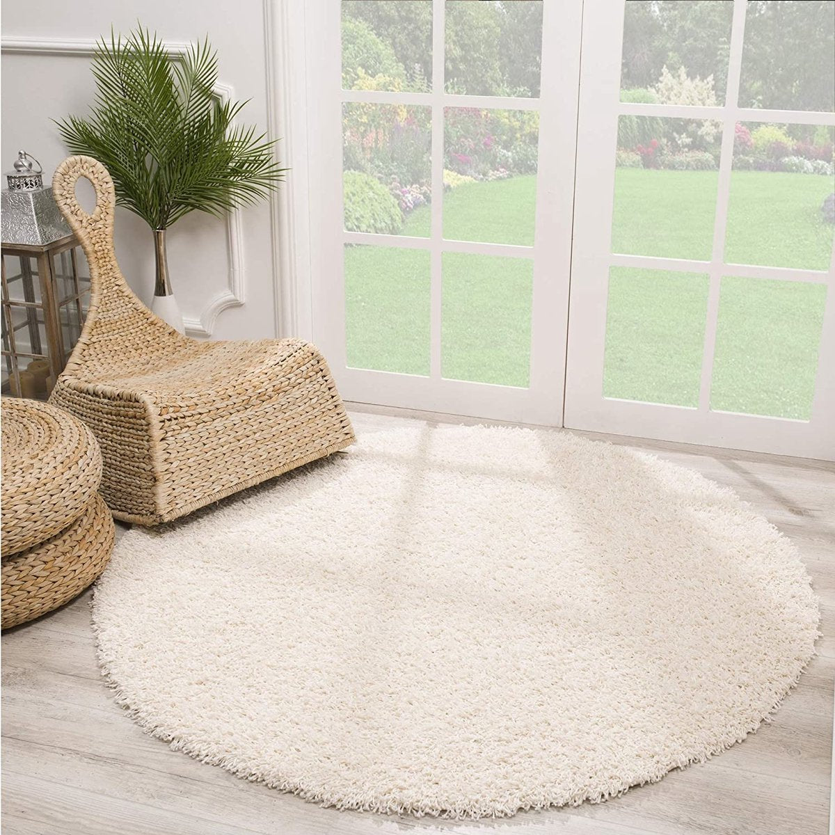 Loca Shaggy Vloerkleed Crème - 200 CM - Hoogpolig Vloerkleed - Tapijt Woonkamer, Slaapkamer