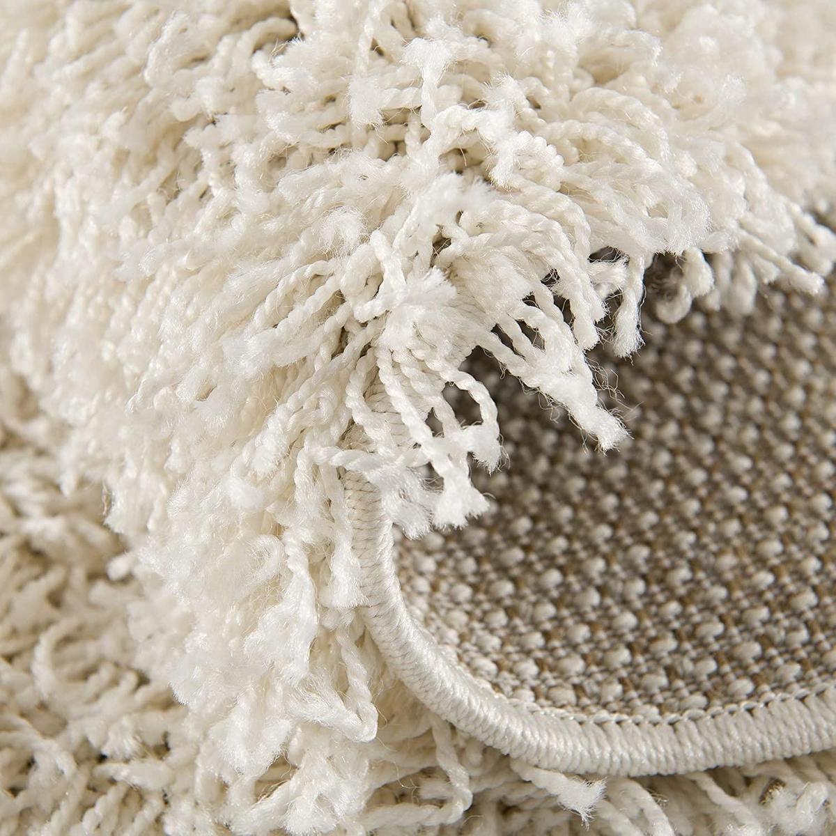 Loca Shaggy Vloerkleed Crème - 200 CM - Hoogpolig Vloerkleed - Tapijt Woonkamer, Slaapkamer
