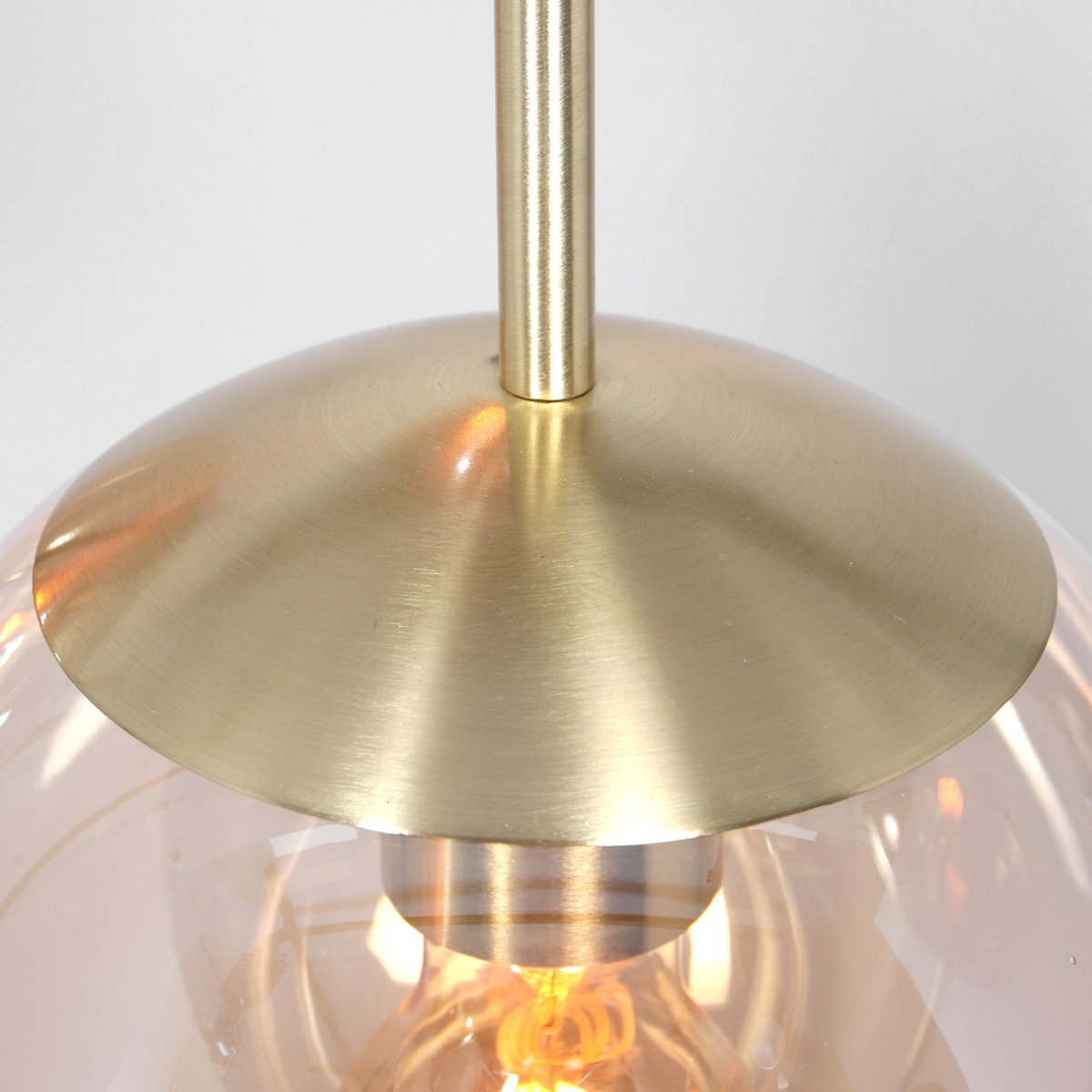 Glazen vide hanglamp Bollique | 5-lichts | amber / goud / zwart | glas / metaal | 350 cm lang | Ø 60 cm | eettafellamp | modern / sfeervol design