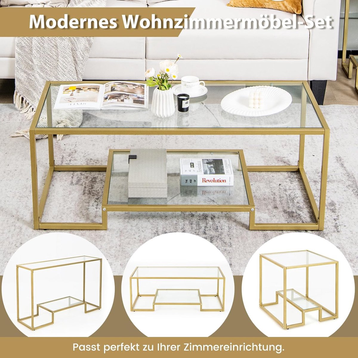 Salontafel met glazen blad, metalen frame, glazen salontafel, woonkamertafel, salontafel voor woonkamer, studeerkamer, 114 x 51 x 43,5 cm