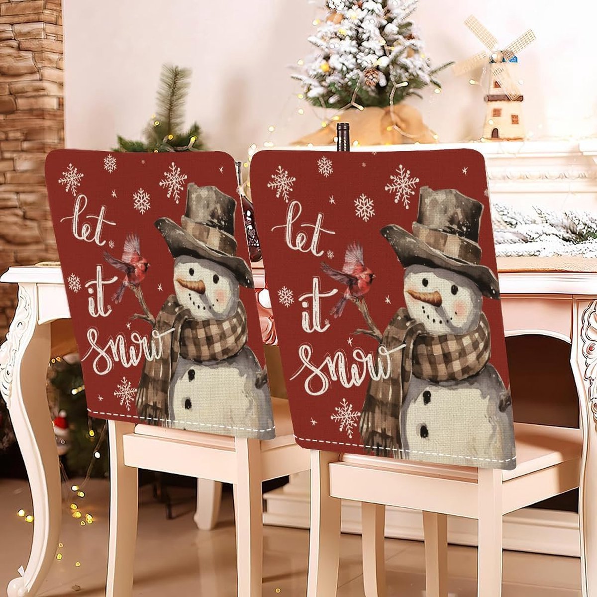 4 stuks kerststoelhoezen, Kerstmis, wasbaar, stoelhoezen (B) Merk: Bseical