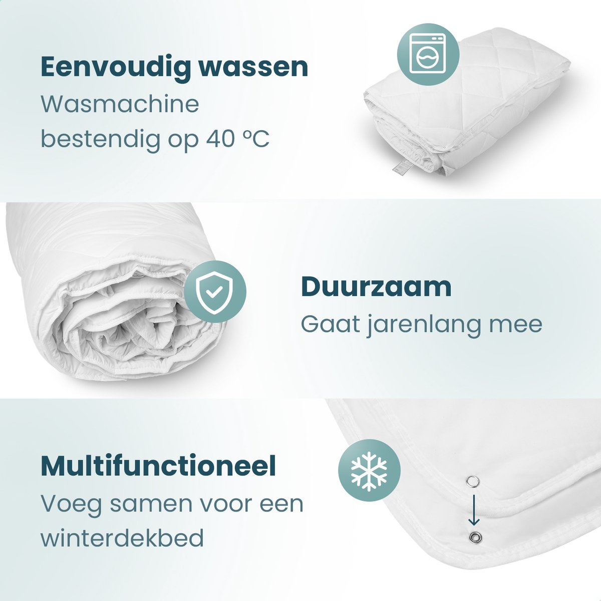Luxe 4-seizoenen dekbed 200 x 220 - Hotelkwaliteit - Antiallergisch - Zomerdekbed & Winterdekbed