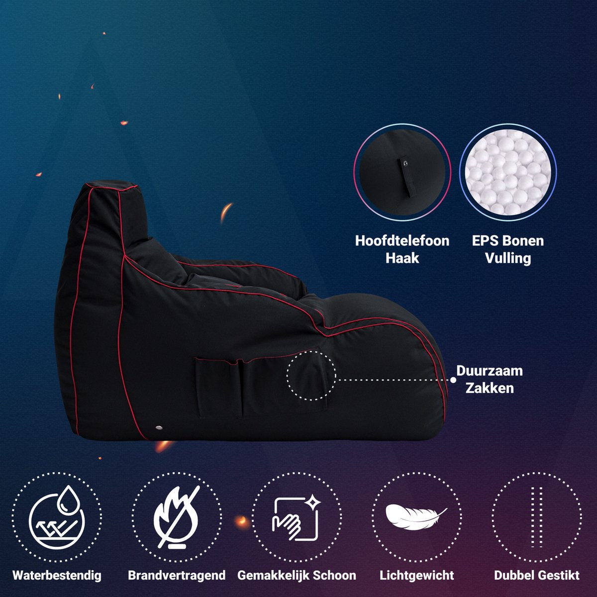 Gaming Zitzak - Zitzak Volwassenen - Binnen Bean Bag - Grote Zitzak - Woonkamer Zitzakken voor Gamer - Ligstoel Zitzak xxl