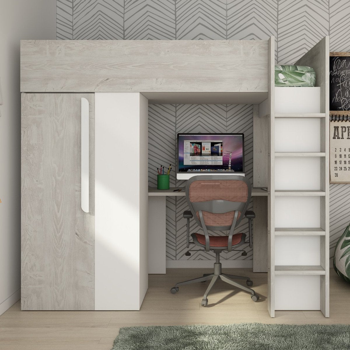 Trasman - bed Beau & kast - 90x200 - Wit