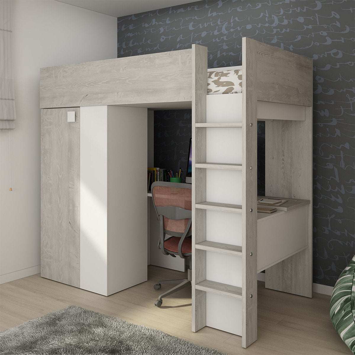 Trasman - bed Beau & kast - 90x200 - Wit