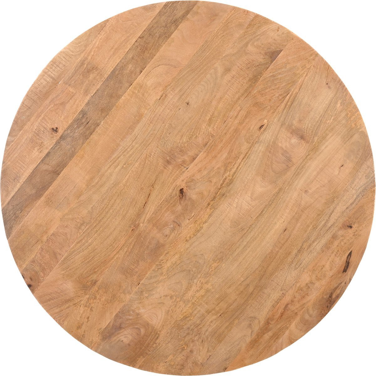 Eettafel - Tafel - Rond - Mangohout - Naturel - 110 cm - Spinpoot metaal - Mat gelakt