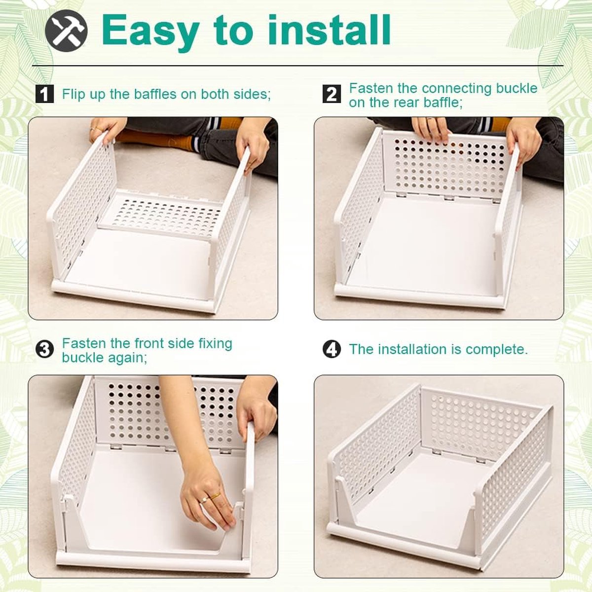 Set van 3 ladekasten Kledingkast Ladekasten Stapelbare plank voor kledingkast Binnen Opvouwbare opbergdozen Lade Wit Stapelbare lades voor kleding Slaapkamer Keuken Badkamer