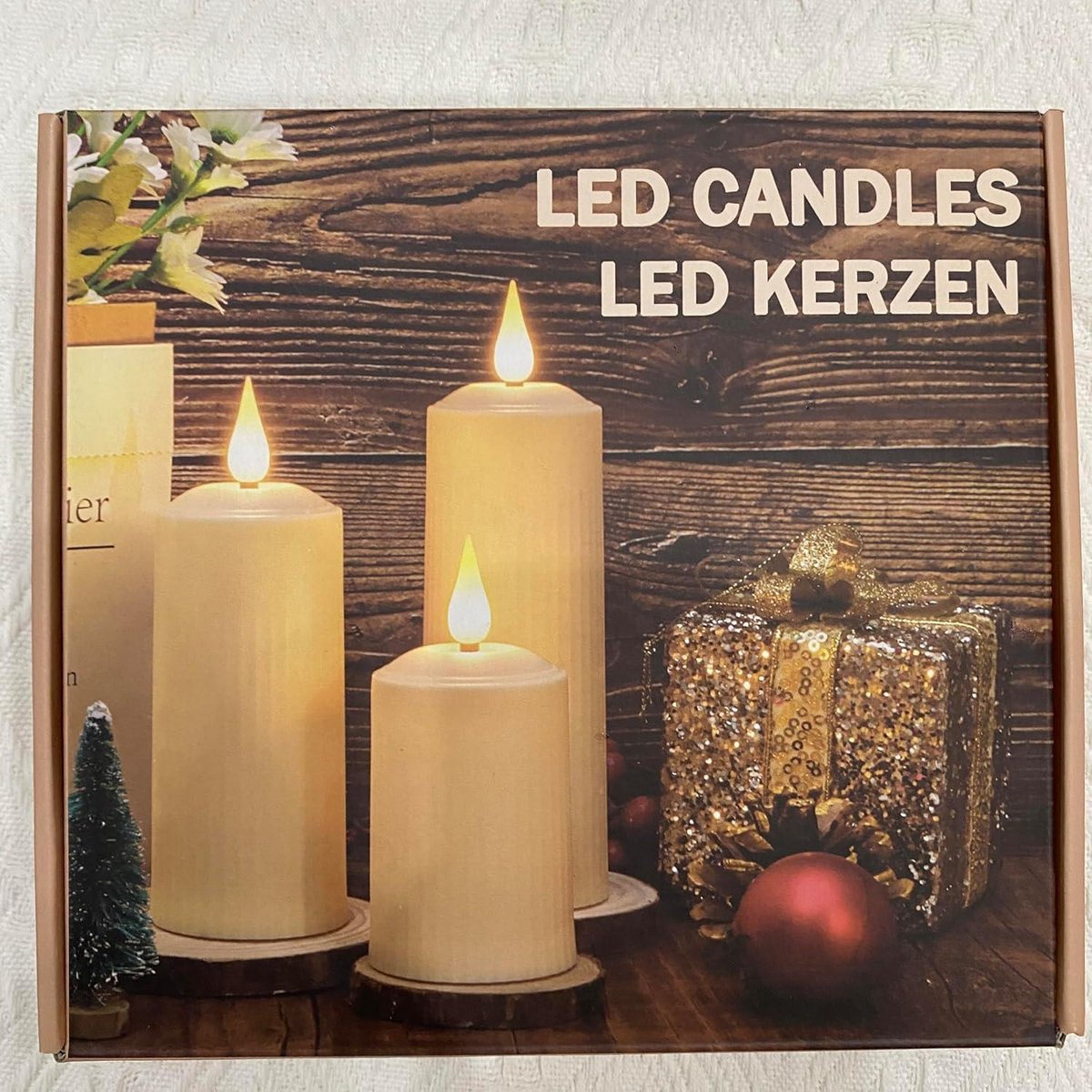 LED Candles with Moving Flame - Waterproof Rechargeable Candles - Timer Remote Control - Warm White Dimmable - Electric Flameless Pillar Candles - USB-Type-C Cable - Outdoor Use - Set of 3