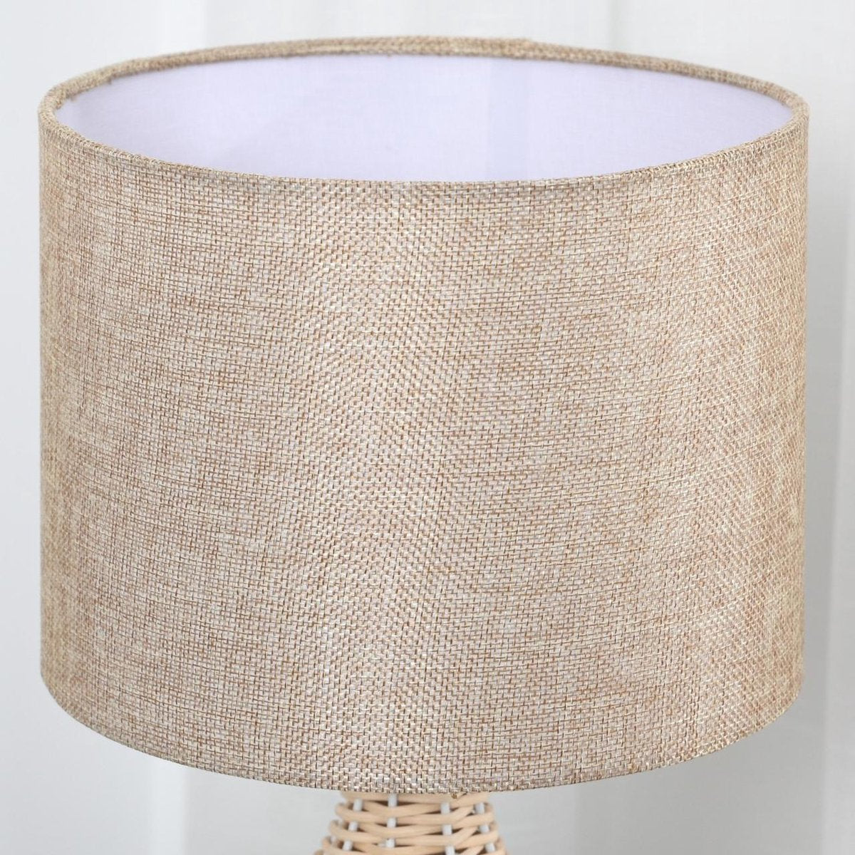 Tafellamp - Lampen - Tafellamp woonkamer - Decoratie - Modern - Linnen - Rotan - Beige - 22L x 22B x 40H cm