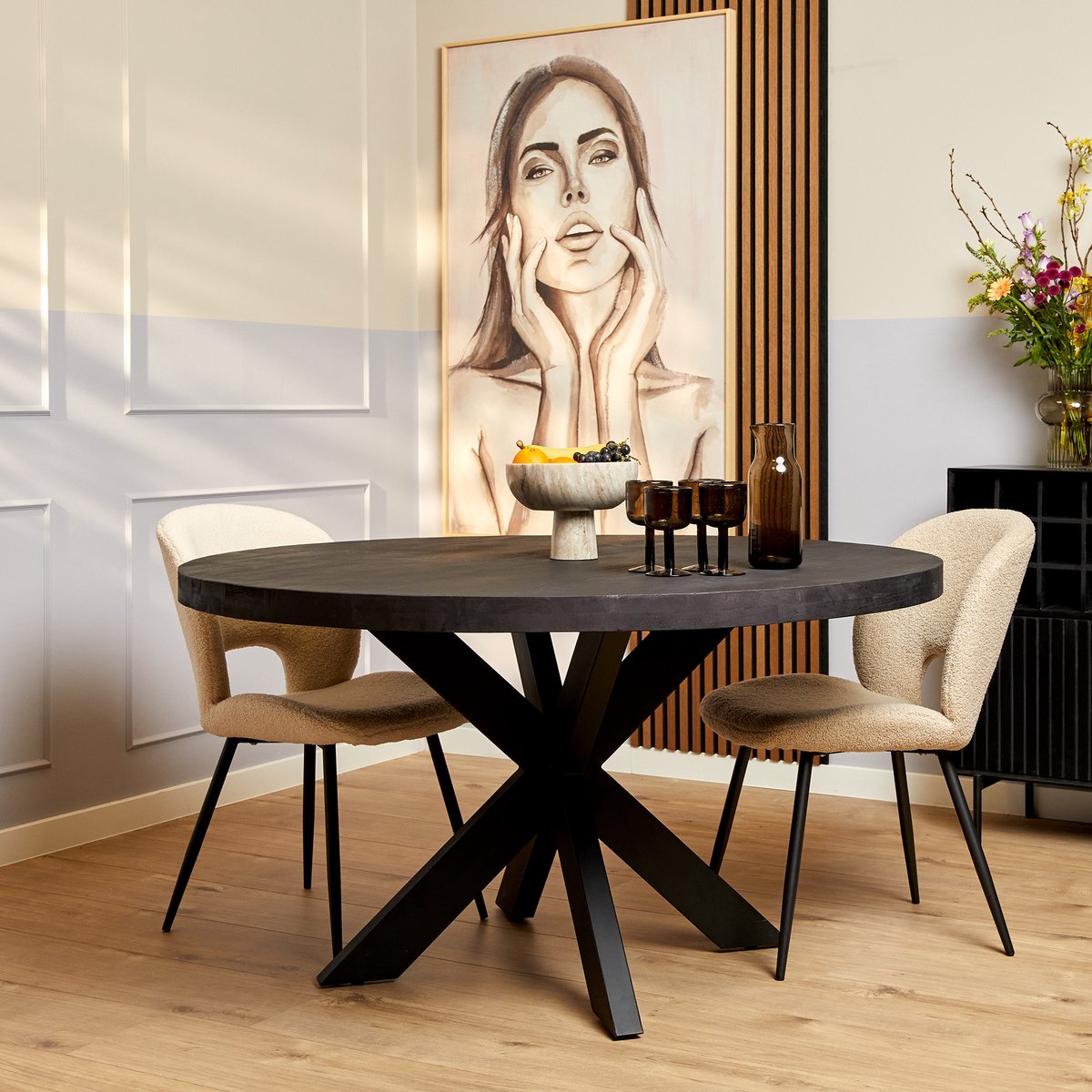 Dining table Milan - Round dining table - Black dining table 150 cm
