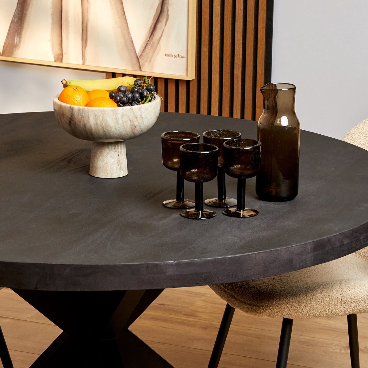 Dining table Milan - Round dining table - Black dining table 150 cm