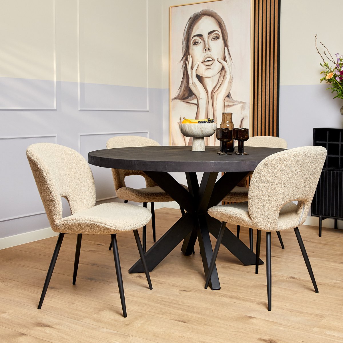 Dining table Milan - Round dining table - Black dining table 150 cm