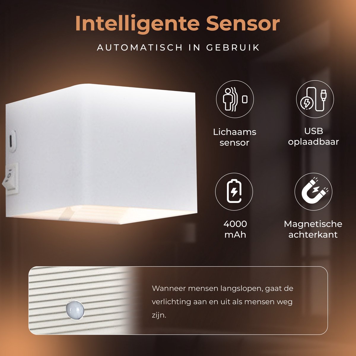 Wandlamp Oplaadbaar - 2 Stuks - Wandlamp Binnen - Draadloos - Smart - Oplaadbaar - Muurlamp - Woonkamer - Badkamer - Kinderkamer - Slaapkamer - Wit