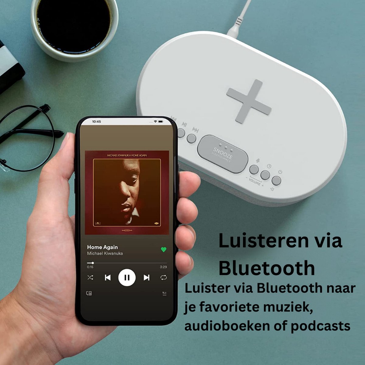 Radiowekker - Digitale wekker met draadloze oplader, wekkerradio digitaal met Bluetooth, USB-oplader, dimbaar LED-display en dubbel alarm, wekker (Wit)