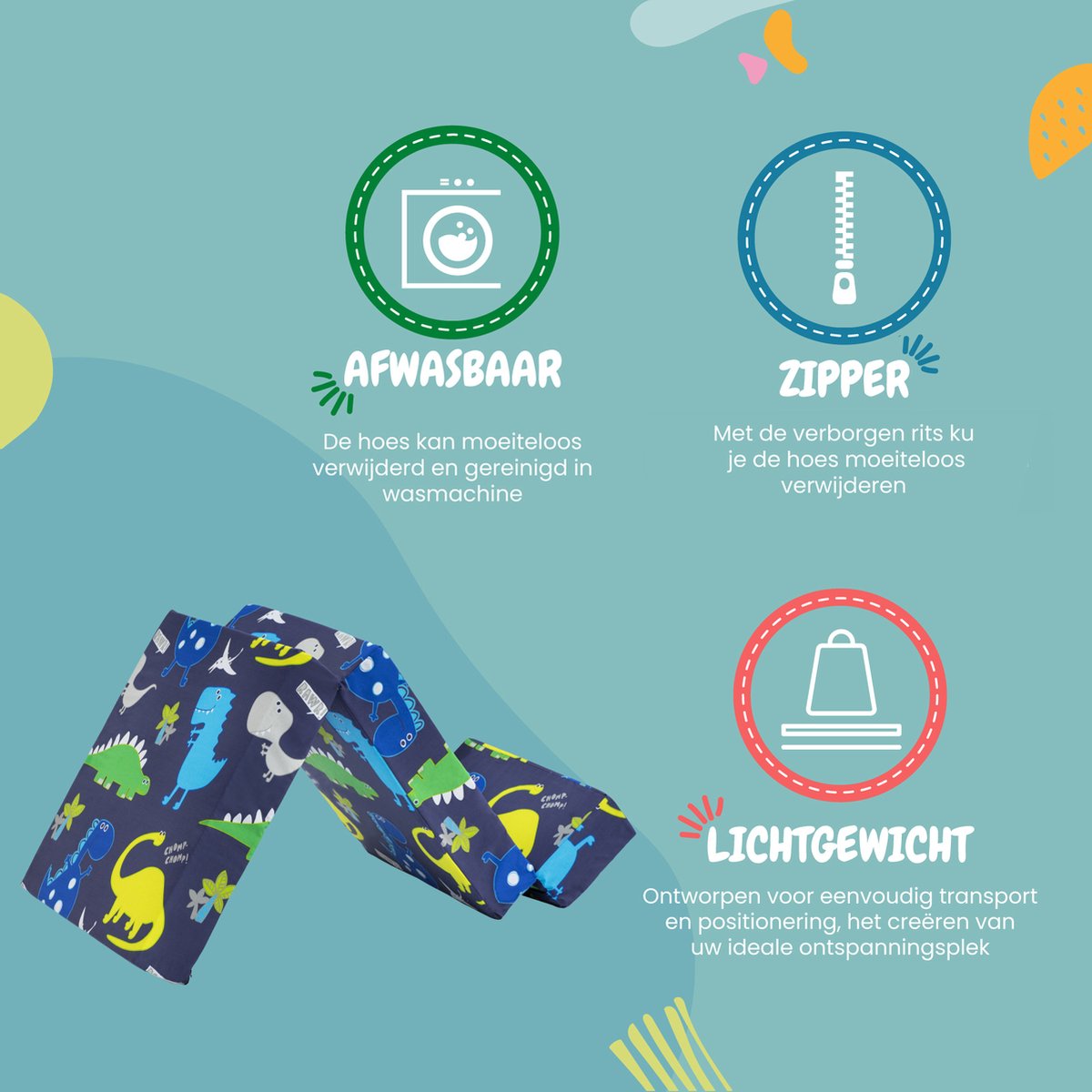 Kids Opvouwbare Matras - Logeermatras Opvouwbaar - Zetelbed - Kinderen Vouwmatras - Kinder Opvouwbaar Matras 1 Persoons - Logeerbed voor Kinderen