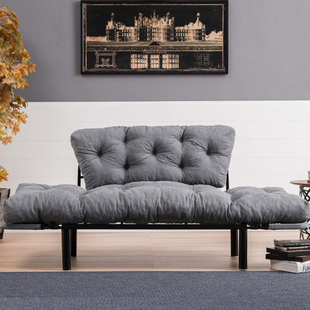 2-persoons slaapbank - Stijlvol grijs - Ruimtebesparend 155x85x73 cm