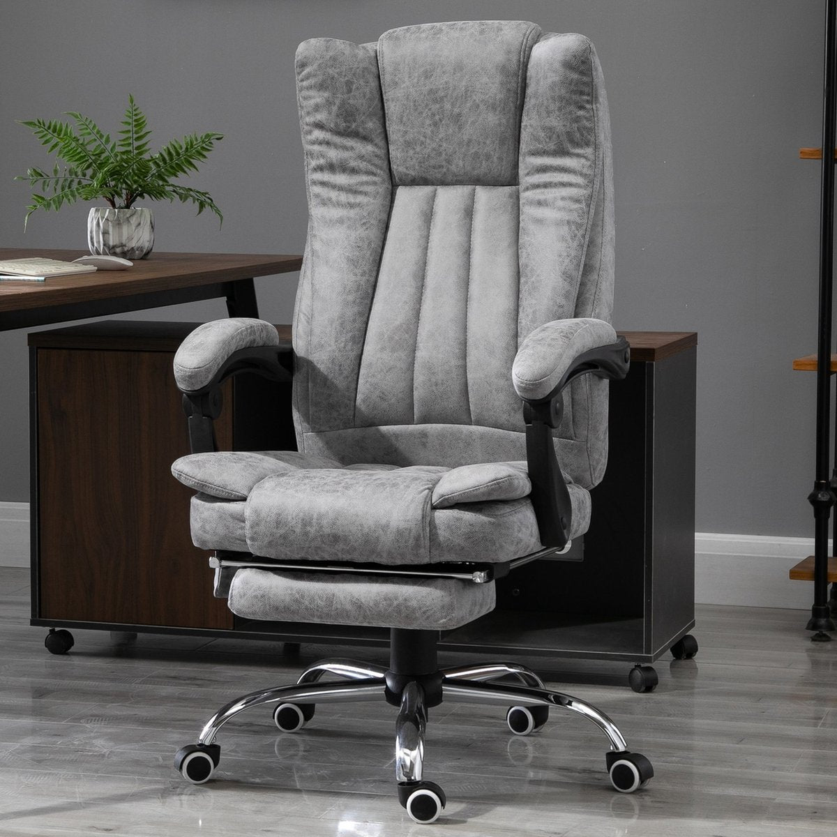 Office chair - Massage chair - Ergonomic office chair - Gaming chair - Heating function - Reclining function - Footrest - Grey