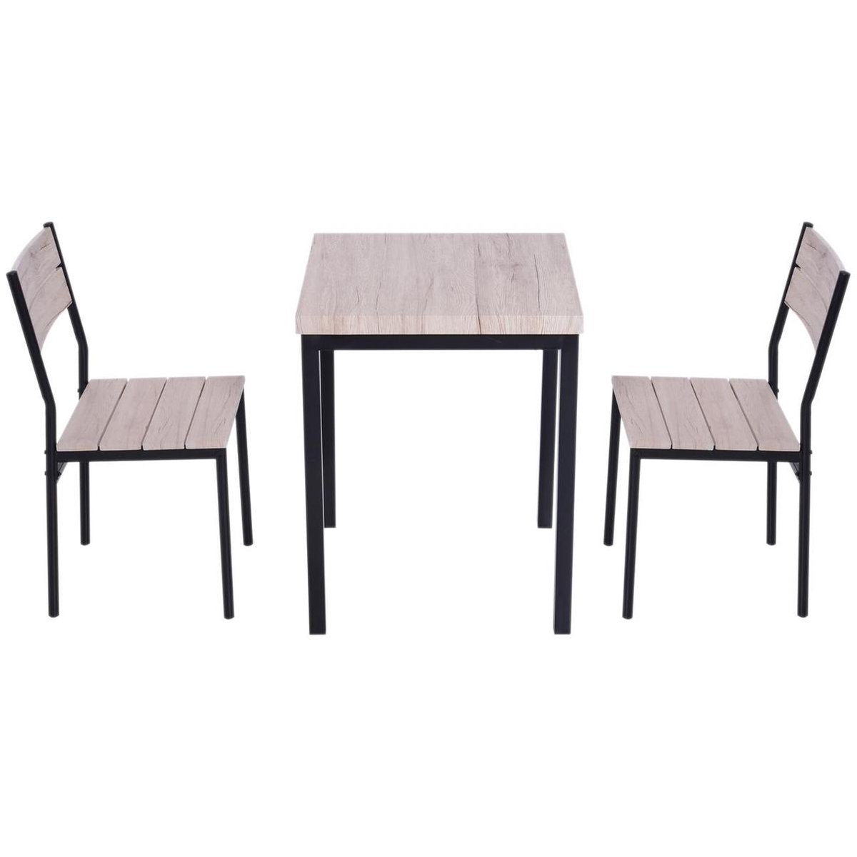 Compacte Eettafelset met 2 Stoelen - Eetkamertafel met eetkamerstoelen - Balkonset - Zitgroep - 2 Personen - Hout - Zwart