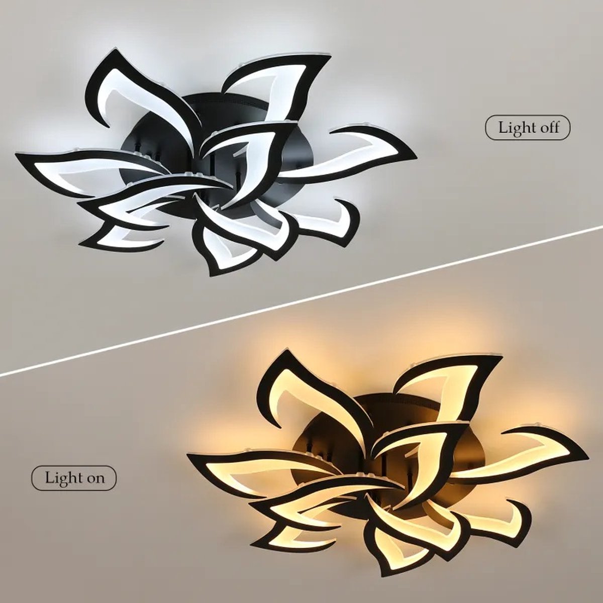 10 Lotus - Dimmable with Remote Control and APP - Ceiling light - Black - Smart lamp - Modern LED Lamp
