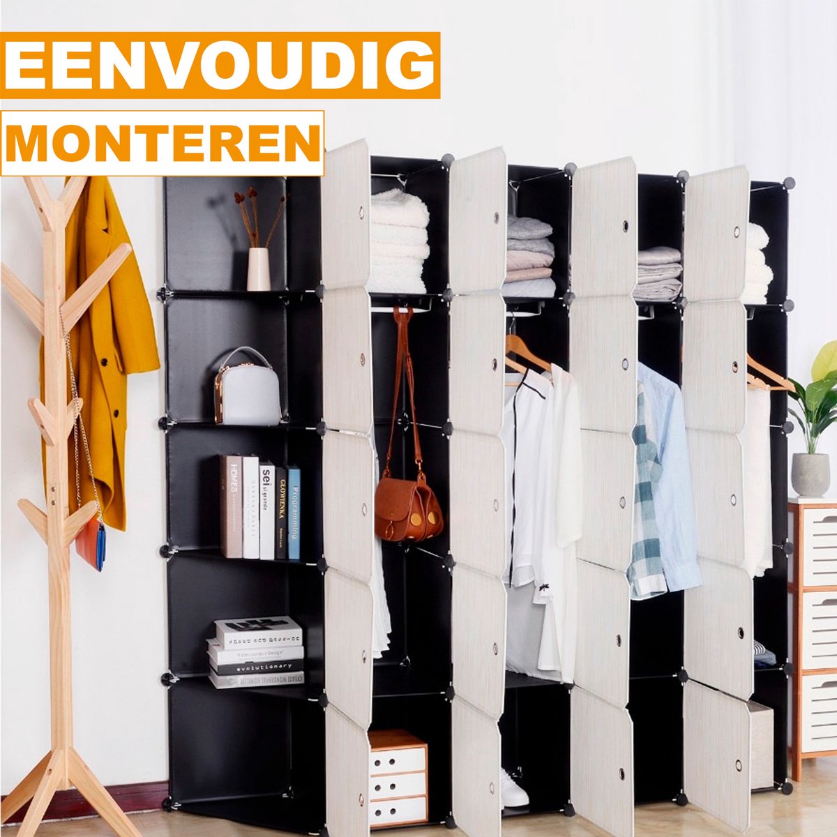Wardrobe - Foldable Fabric Wardrobe - Bedroom - Wardrobe Organizer - Clothes Rack - 185x35x185cm
