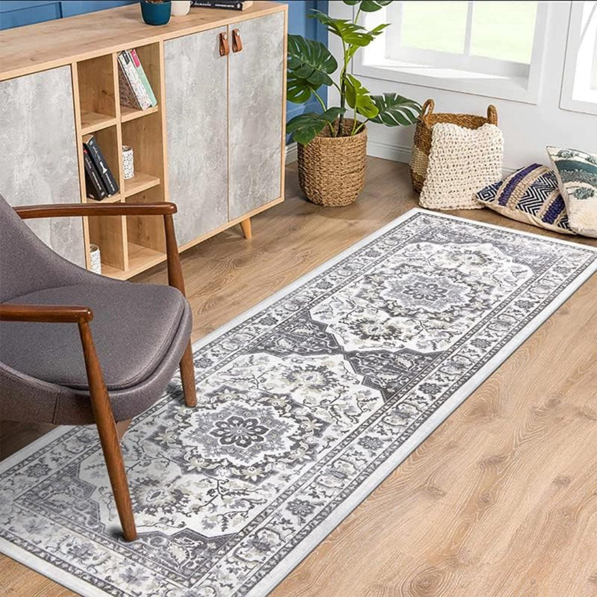 Hallway Runner - Boho - Carpet - 60x180 cm - Runner - Grey - Washable - Non-slip - Hallway - Carpet for hall - Bedroom - Living room - Kitchen runner