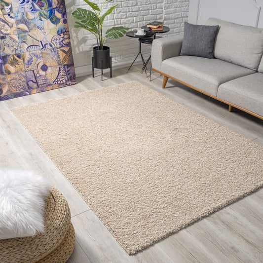Loca Shaggy Vloerkleed Beige - 120x170 CM - Hoogpolig Vloerkleed - Tapijt voor Woonkamer, Slaapkamer