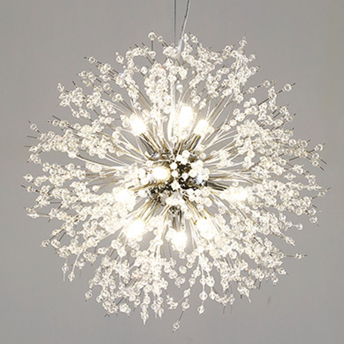 Xtraworks - Fireworks / Dandelion Chandelier - pendant light for living room or bedroom - Silver - 50cm - Including light bulbs
