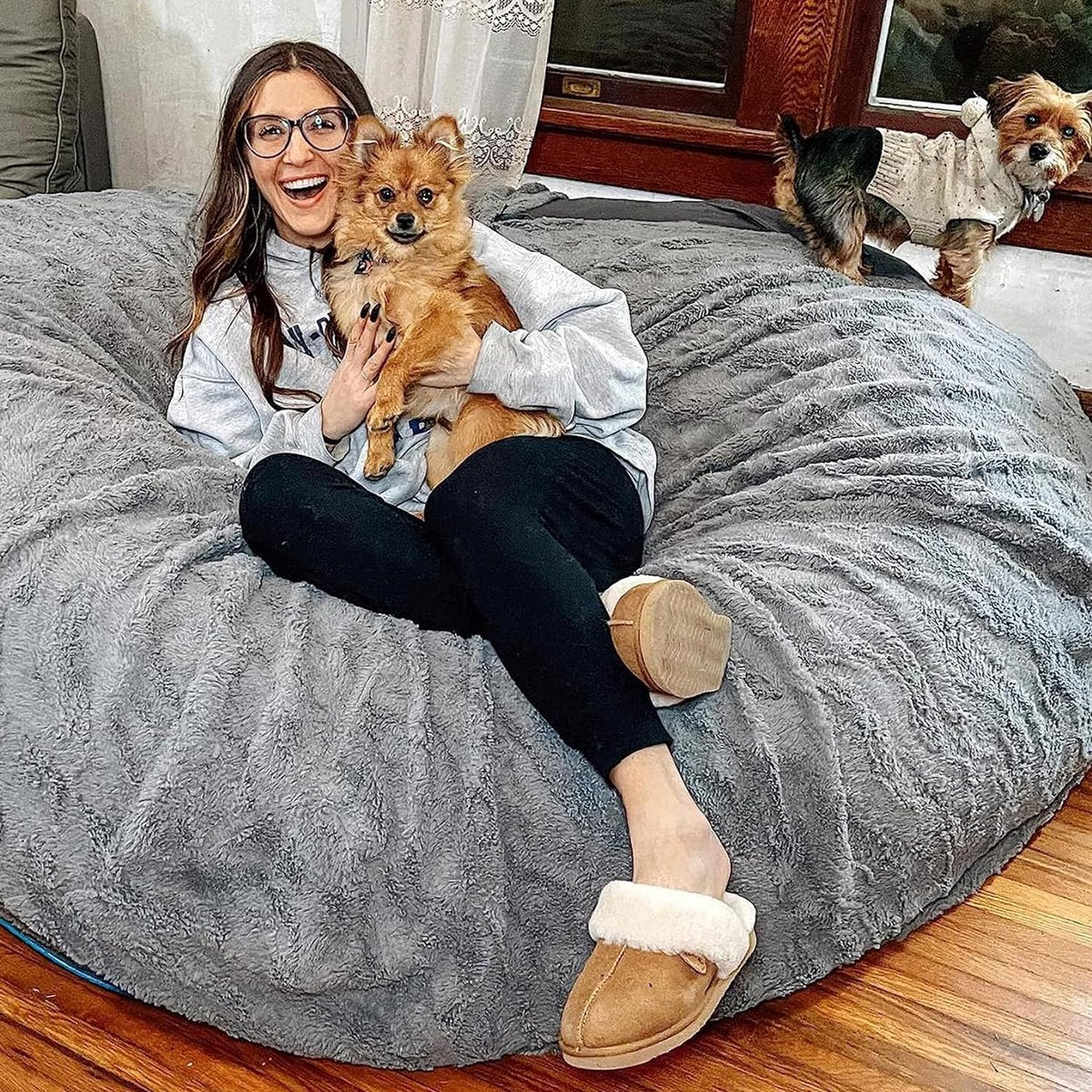 Bean bag, zitzak, XXL zitzak, pluizig, behaaglijk, zitzakstoelhoes voor volwassenen (zonder vulling), wasbaar, 180 x 90 cm, zwart (6 ft), 150 x 75 cm, hemelsblauw