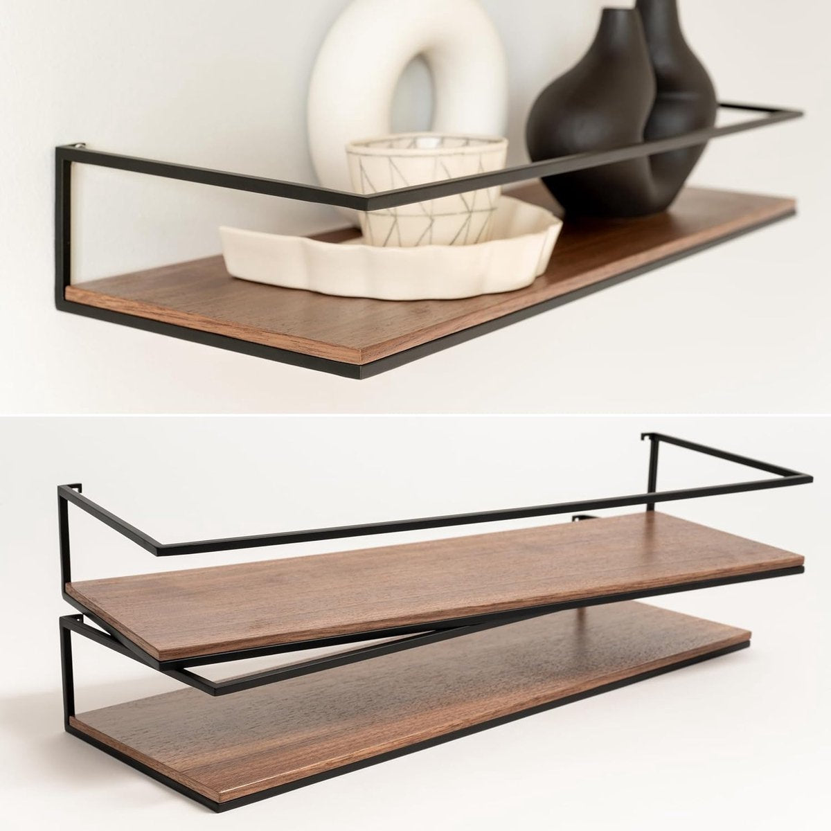 Stylish Floating Wall Shelf Set of Wood and Metal for Every Room