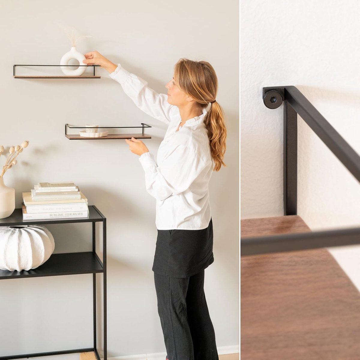 Stylish Floating Wall Shelf Set of Wood and Metal for Every Room