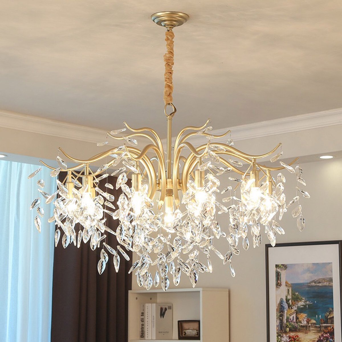 10 Arm Kroonluchter - Kristallen Kroonluchter - Goud - Hanglamp - Moderne Hanglamp - Woonkamerlamp - Moderne lamp