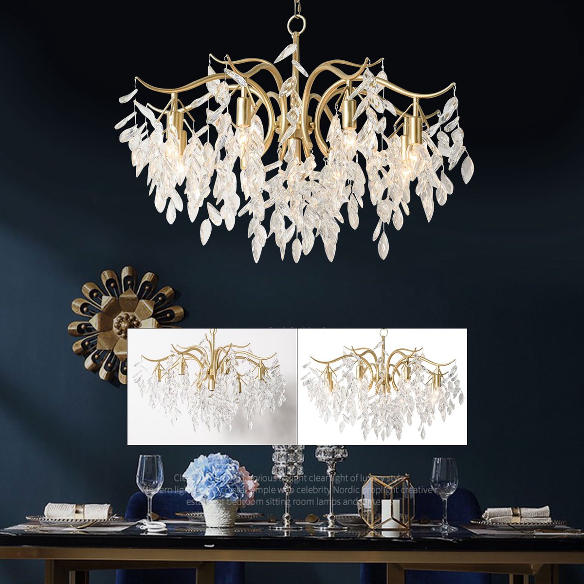 10 Arm Kroonluchter - Kristallen Kroonluchter - Goud - Hanglamp - Moderne Hanglamp - Woonkamerlamp - Moderne lamp