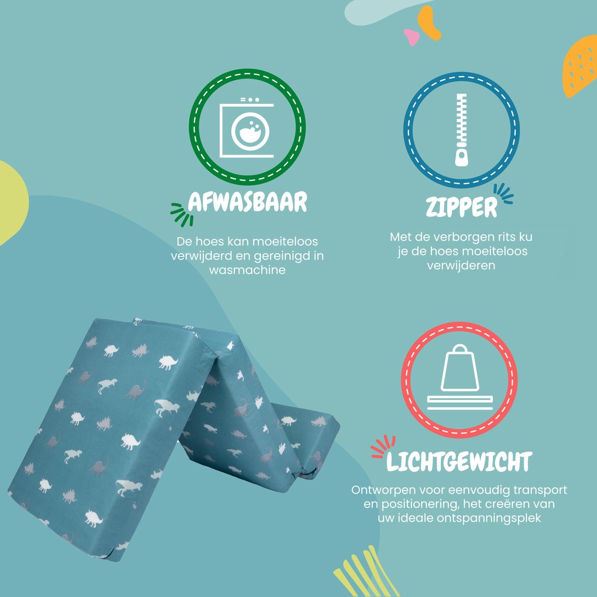 Kids Opvouwbare Matras - Logeermatras Opvouwbaar - Zetelbed - Kinderen Vouwmatras - Kinder Opvouwbaar Matras 1 Persoons - Logeerbed voor Kinderen