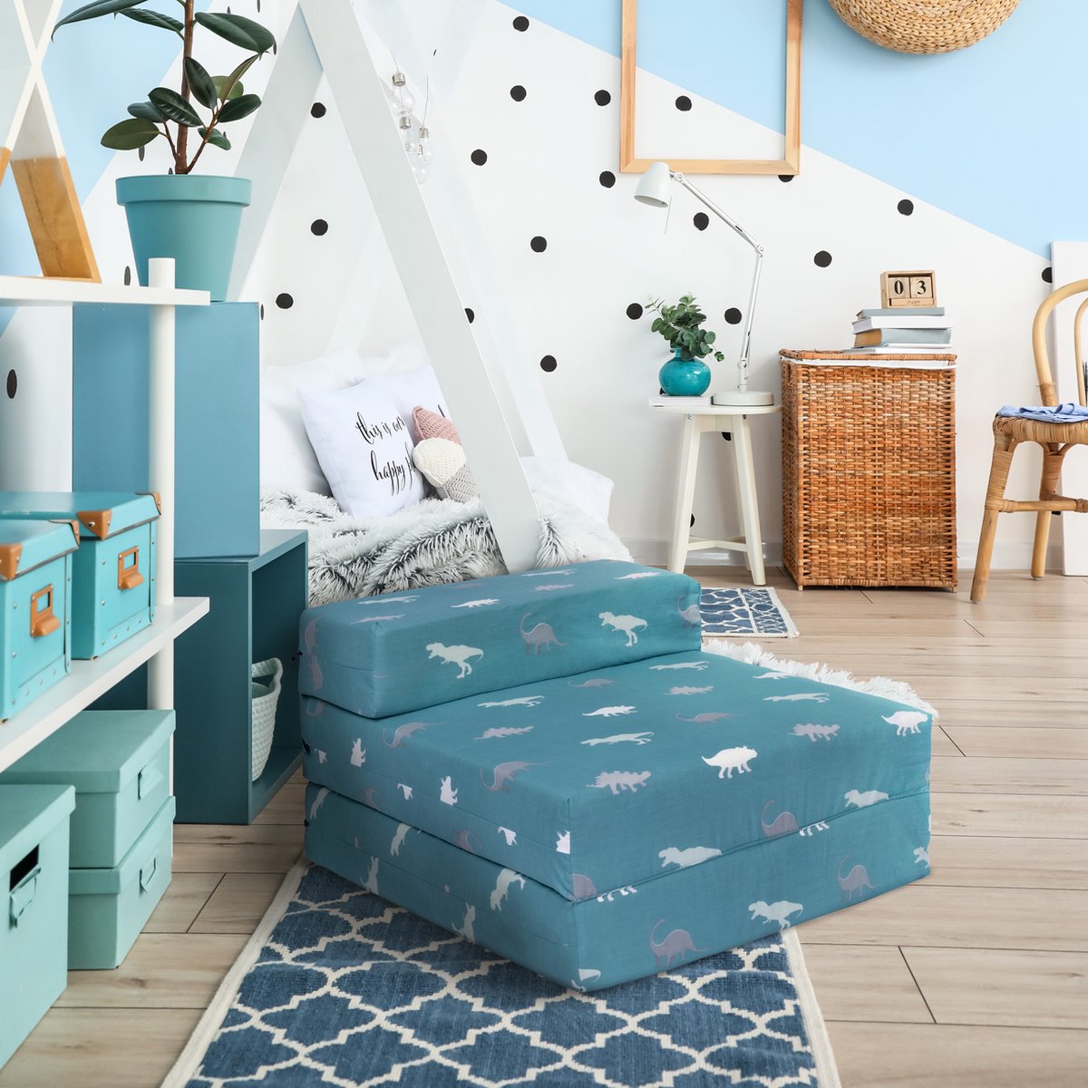 Kids Opvouwbare Matras - Logeermatras Opvouwbaar - Zetelbed - Kinderen Vouwmatras - Kinder Opvouwbaar Matras 1 Persoons - Logeerbed voor Kinderen