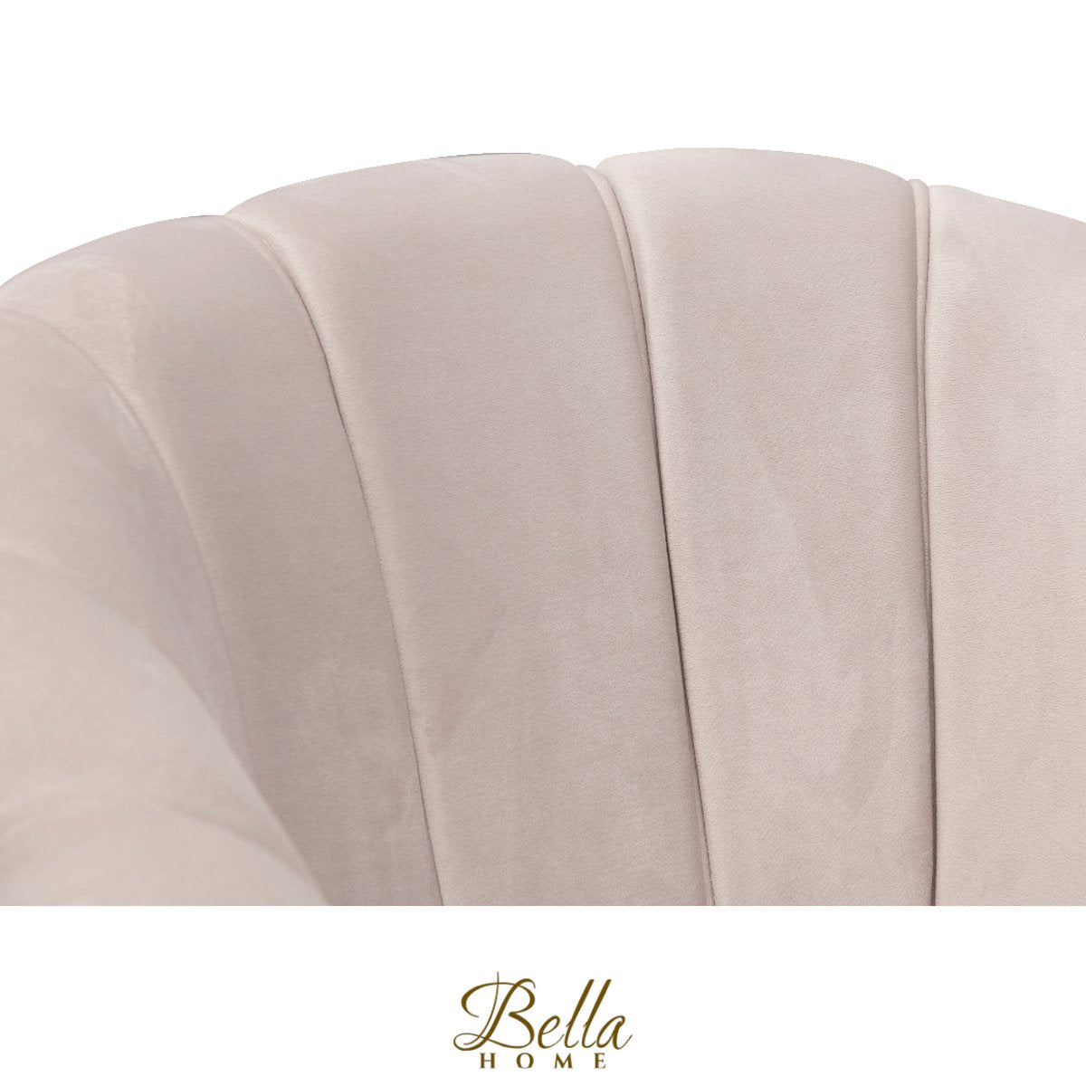 Bella Home Mila - Fauteuil - Velvet - Schelp - Crème met gouden poten