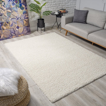 Loca Shaggy Vloerkleed Creme - 140x200 CM - Vloerkleed Hoogpolig - Tapijt Woonkamer, Slaapkamer