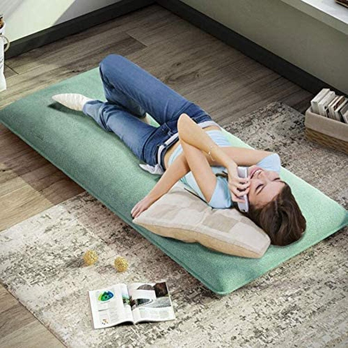 Luxury Sleeping Armchair Blue - Foldable with cushion - Armchair - Lounge chair - Chair bed - Small sofa bed - Small sleeper sofa - Guest bed - Guest chair - Lounge - Bedroom - Living room - Nursery - Trendy