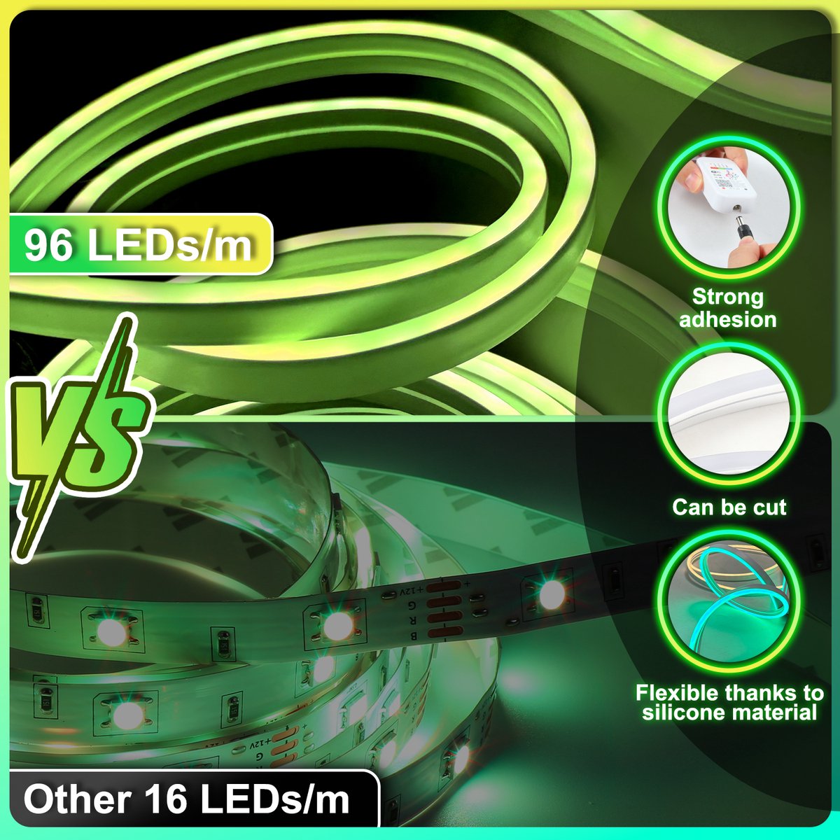 Neon LED Strip RGBIC 10 (2x5m) Meter - 3535 Lichtstrip IP65 Voor Buiten LED Verlichting - Met App En Afstandsbediening - Smart LED-strip - Volledig Dimbaar - Compatibel met Google Home, Amazon Alexa En Siri