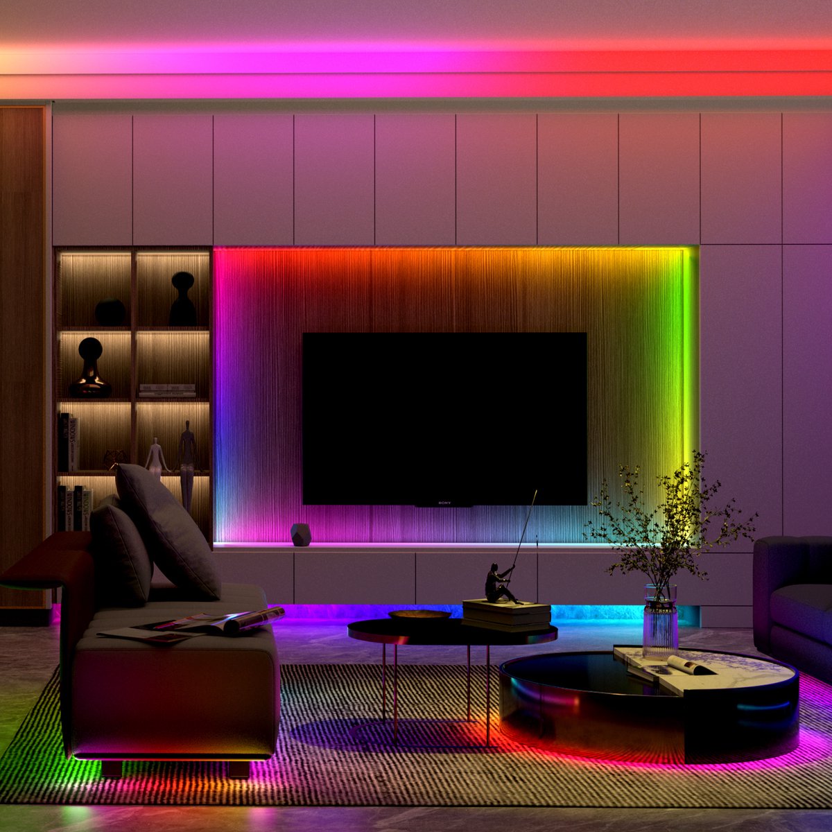 Neon LED Strip RGBIC 10 (2x5m) Meter - 3535 Lichtstrip IP65 Voor Buiten LED Verlichting - Met App En Afstandsbediening - Smart LED-strip - Volledig Dimbaar - Compatibel met Google Home, Amazon Alexa En Siri