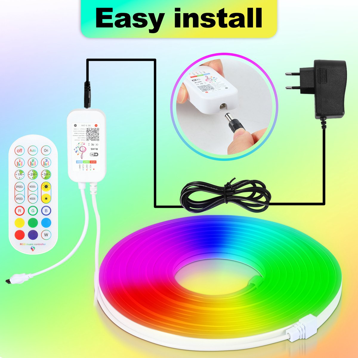 Neon LED Strip RGBIC 10 (2x5m) Meter - 3535 Lichtstrip IP65 Voor Buiten LED Verlichting - Met App En Afstandsbediening - Smart LED-strip - Volledig Dimbaar - Compatibel met Google Home, Amazon Alexa En Siri