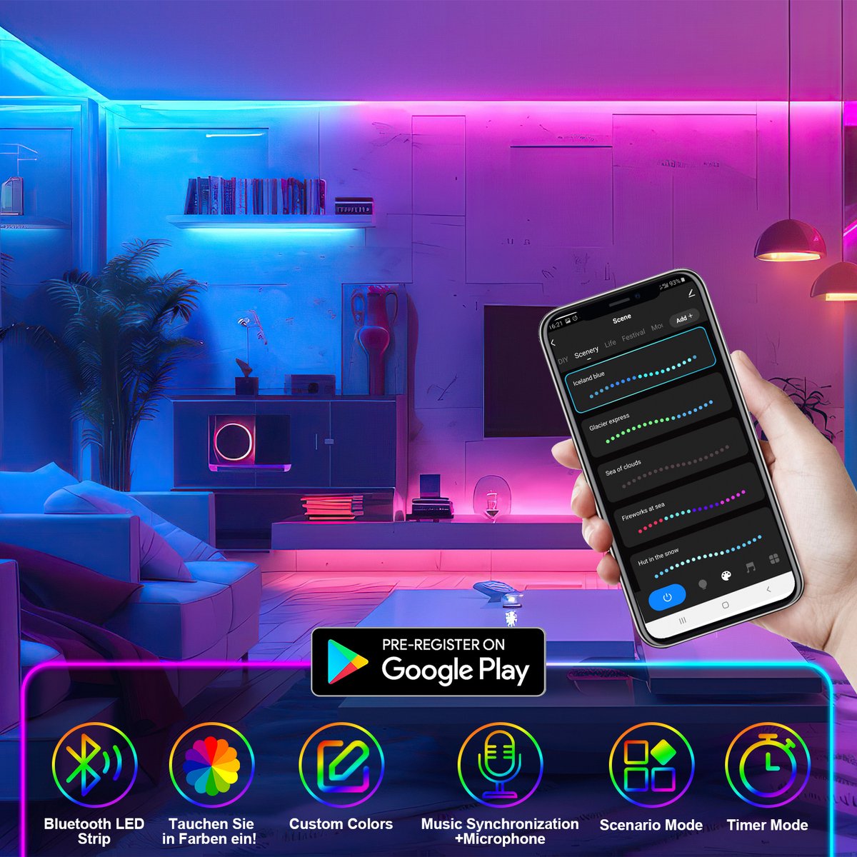 Neon LED Strip RGBIC 10 (2x5m) Meter - 3535 Lichtstrip IP65 Voor Buiten LED Verlichting - Met App En Afstandsbediening - Smart LED-strip - Volledig Dimbaar - Compatibel met Google Home, Amazon Alexa En Siri