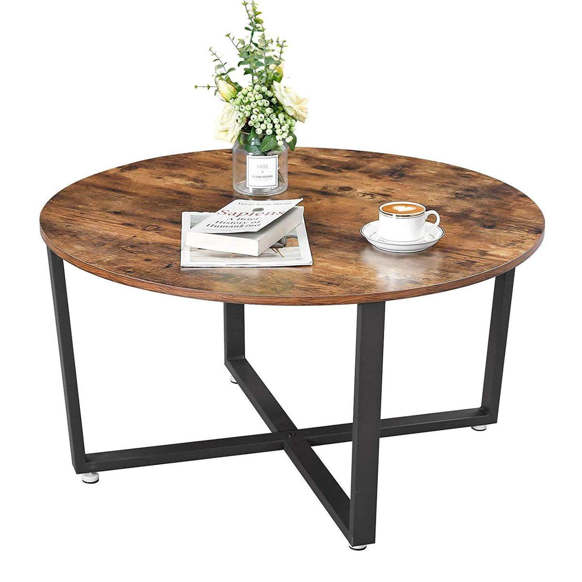 Nancy's Ronde Salontafel - Industriële Stijl - Bijzettafel - Cocktailtafel - 88 x 88 x 47 cm