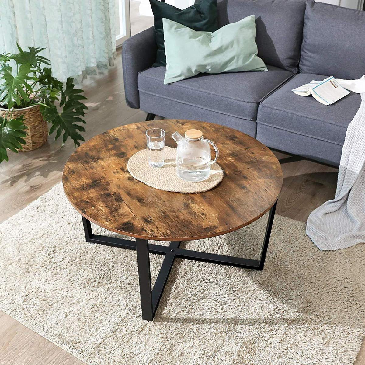 Nancy's Ronde Salontafel - Industriële Stijl - Bijzettafel - Cocktailtafel - 88 x 88 x 47 cm