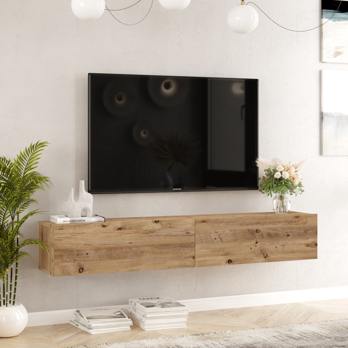 Zwevend TV Meubel - Eiken Donker 180 cm - Stijlvolle TV Kast - Breedte 180 cm voor Ruime Opslag