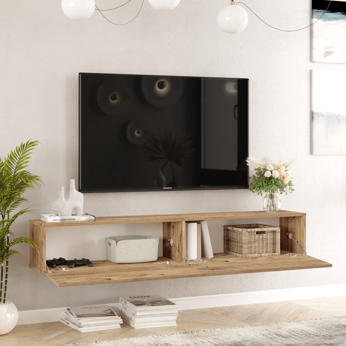 Zwevend TV Meubel - Eiken Donker 180 cm - Stijlvolle TV Kast - Breedte 180 cm voor Ruime Opslag
