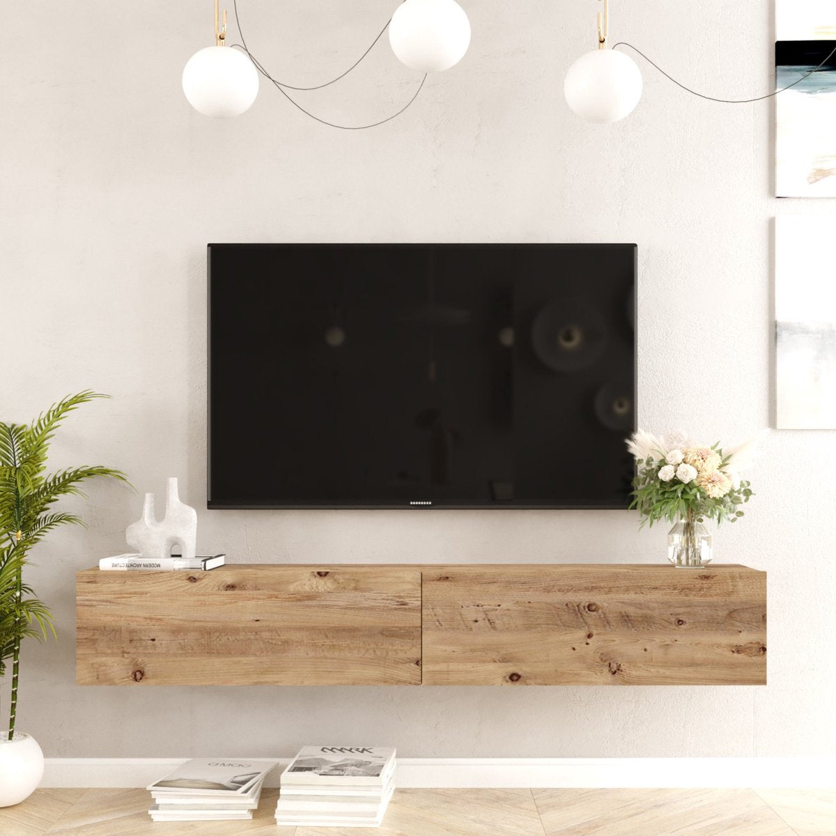 Zwevend TV Meubel - Eiken Donker 180 cm - Stijlvolle TV Kast - Breedte 180 cm voor Ruime Opslag