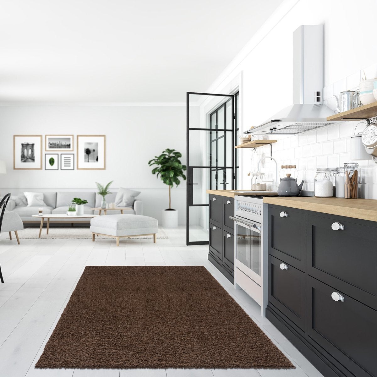 Loca Shaggy Vloerkleed Bruin - 200x290 CM - Hoogpolig Vloerkleed - Tapijt Woonkamer, Slaapkamer