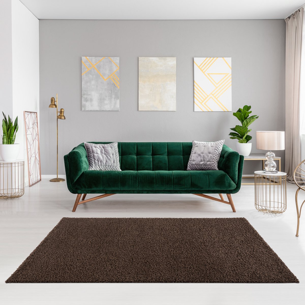 Loca Shaggy Vloerkleed Bruin - 200x290 CM - Hoogpolig Vloerkleed - Tapijt Woonkamer, Slaapkamer