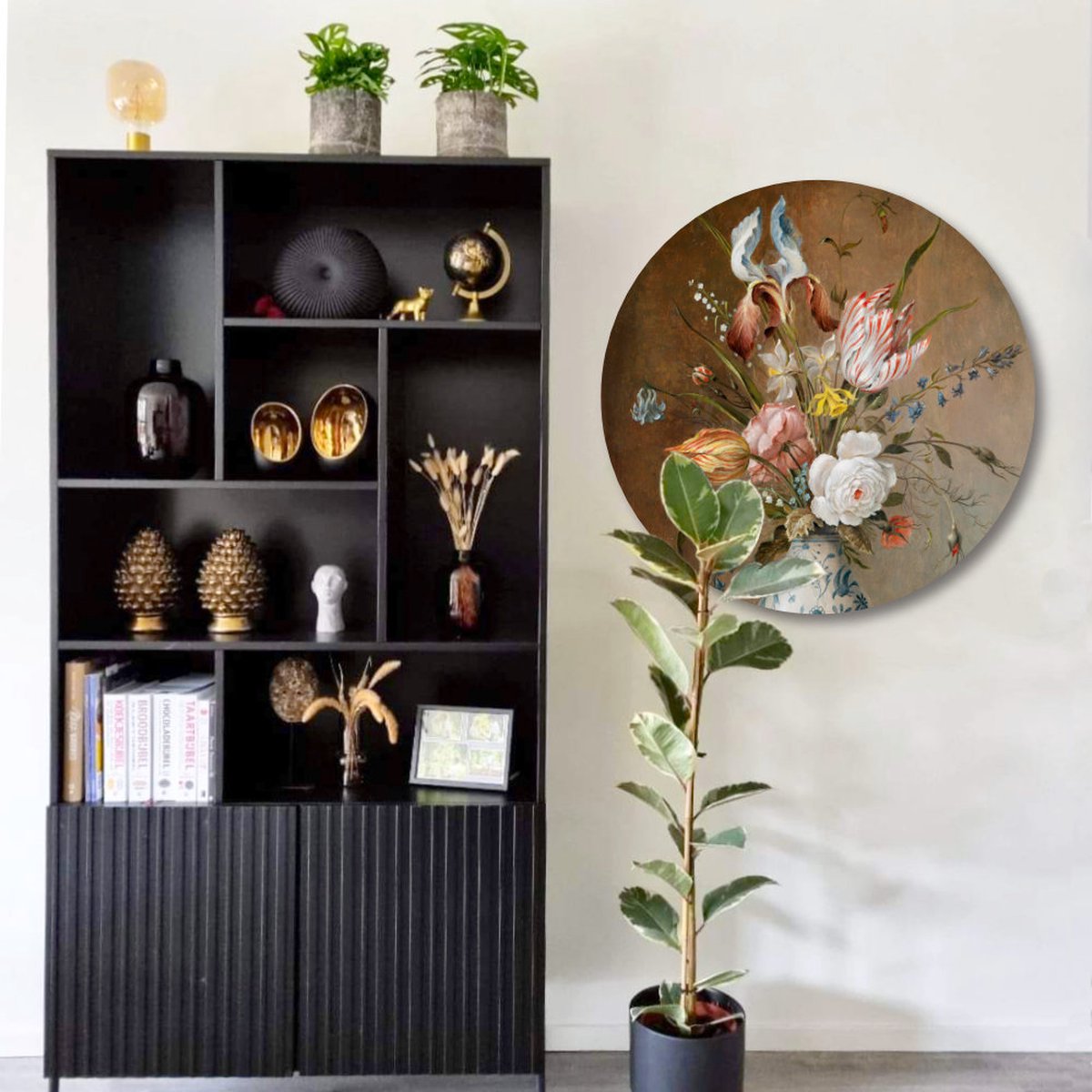 Wall Circle Still Life With Flowers Balthasar van der Ast | ⌀ 80 cm | Wall decoration | Indoor Wall Circle | Forex | Round Paintings