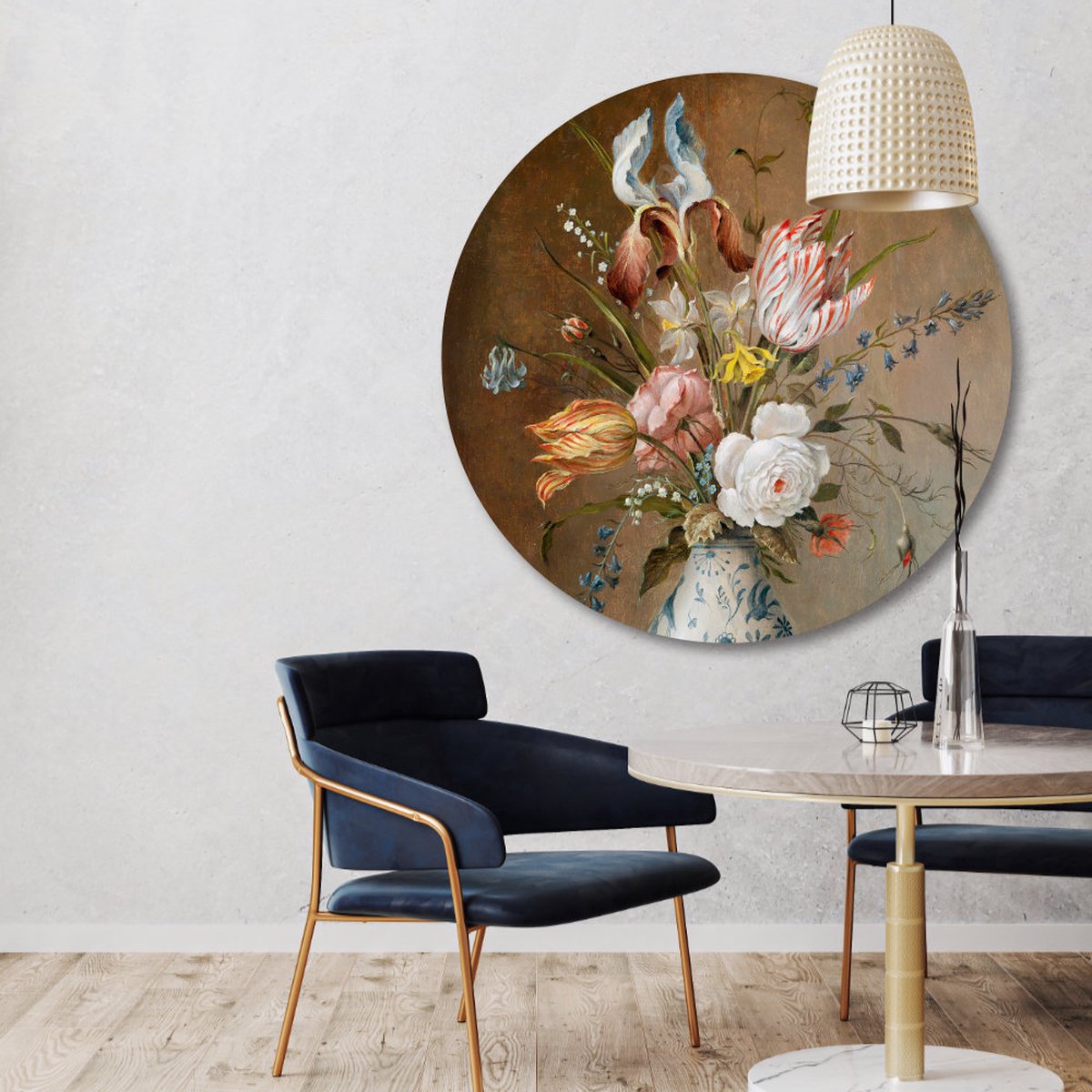 Wall Circle Still Life With Flowers Balthasar van der Ast | ⌀ 80 cm | Wall decoration | Indoor Wall Circle | Forex | Round Paintings